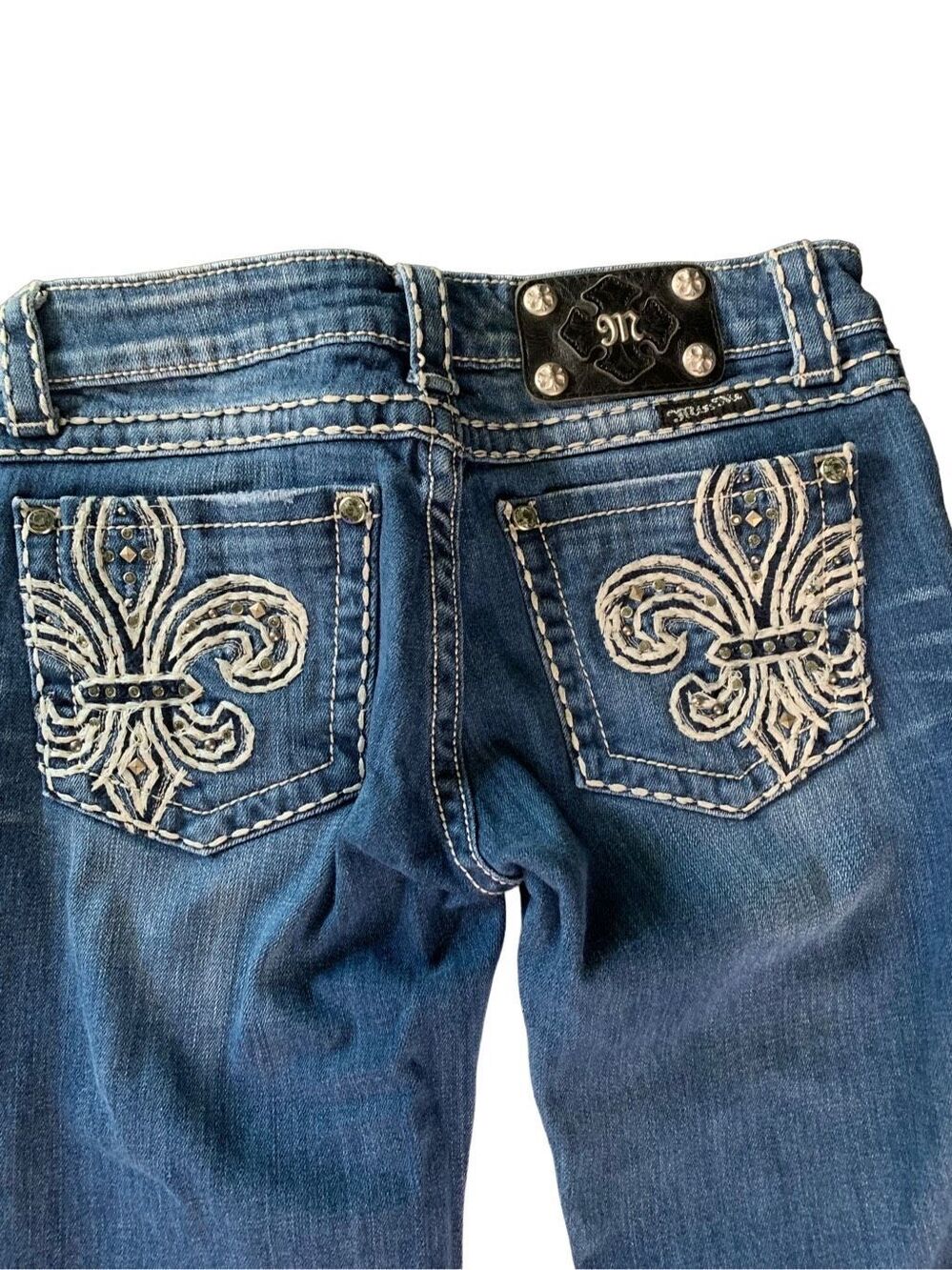 Miss Me Skinny Bedazzled Glam Fleur De Lis Jeans JP5109SK-2 size 27
